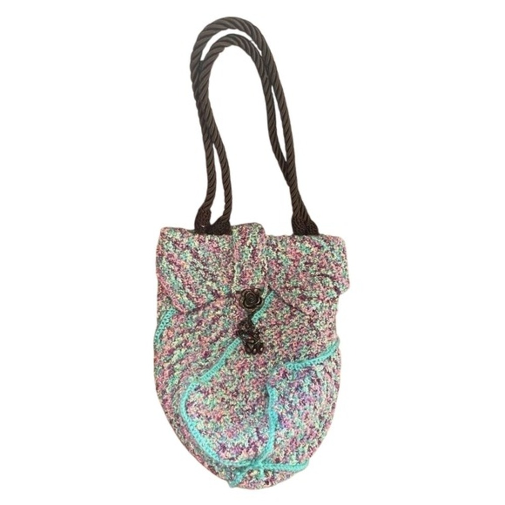 Beautiful Hand Made Blue Purple Knit Shoulder Bag